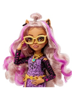 MONSTER HIGH Doll Clawdeen Wolf with Accessories and Pet Dog, Posable Fashion Doll with Purple Streaked Hair  - Image 2