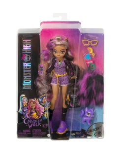 MONSTER HIGH Doll Clawdeen Wolf with Accessories and Pet Dog, Posable Fashion Doll with Purple Streaked Hair  - Image 5