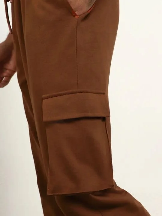 NOBERO  Men's Cargo Joggers in Brown with Utility Pockets for Men | Best Price UAE