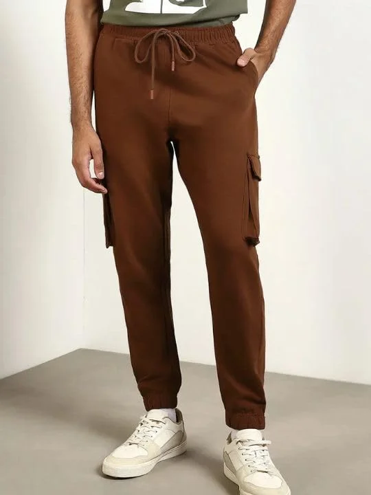 NOBERO  Men's Cargo Joggers in Brown with Utility Pockets for Men | Best Price UAE