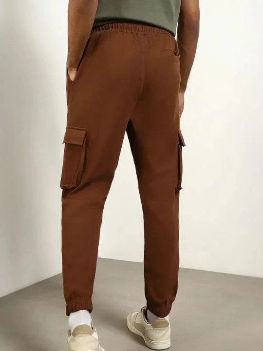 NOBERO  Men's Cargo Joggers in Brown with Utility Pockets for Men | Best Price UAE