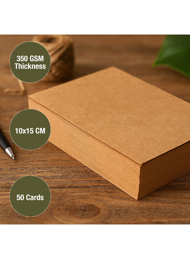 فيرستنوك بطاقات بنية كرافت فارغة مقاس 4×6، 350 جرامًا للمتر المربع، بطاقات فهرسة غير مسطرة للدعوات، وبطاقات العمل، وبطاقات المعايدة، وصناعة البطاقات بنفسك - عبوة من 50 قطعة - Image 3