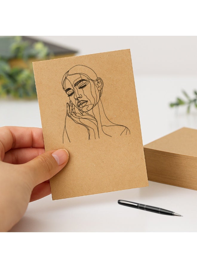 فيرستنوك بطاقات بنية كرافت فارغة مقاس 4×6، 350 جرامًا للمتر المربع، بطاقات فهرسة غير مسطرة للدعوات، وبطاقات العمل، وبطاقات المعايدة، وصناعة البطاقات بنفسك - عبوة من 50 قطعة - Image 4