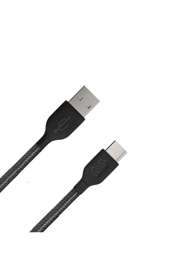 Smart Gate Cable braided USB-A to USB-C Fast Shielded 3m Black - Image 1