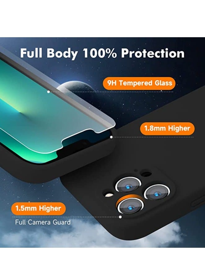 iPhone 13 Pro Max with 2 Pack Tempered Glass Screen Protector Magsafe Case Silicone Phone Case with Microfiber Lining for iPhone 13 Pro Max 6.7 inch 2022,Black - Image 5