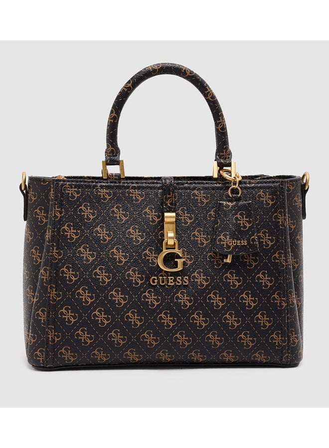 Guess James print satchel bag GU24323 COFFEE CORDLA LGO - Image 1
