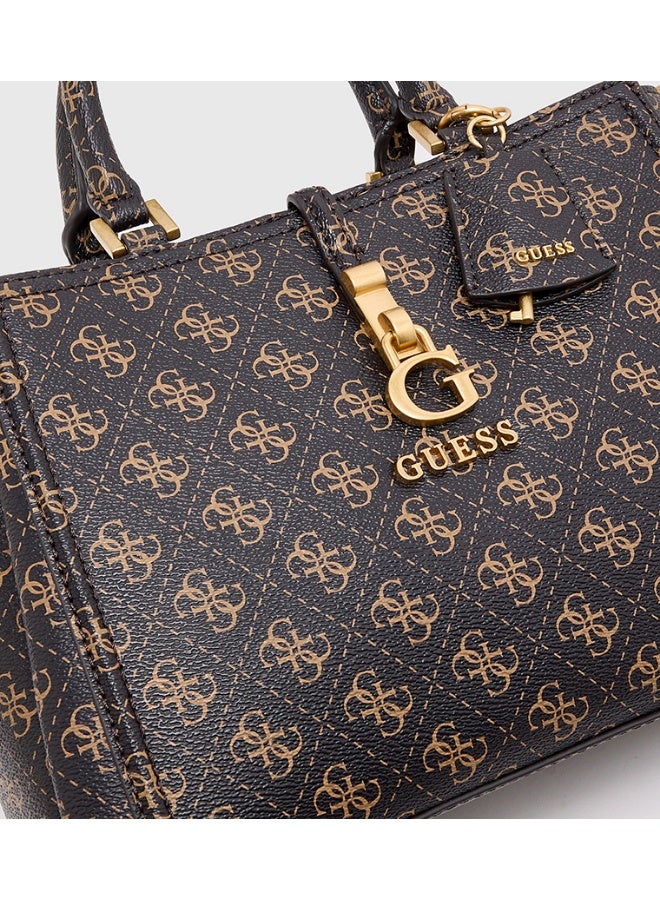 Guess James print satchel bag GU24323 COFFEE CORDLA LGO - Image 5