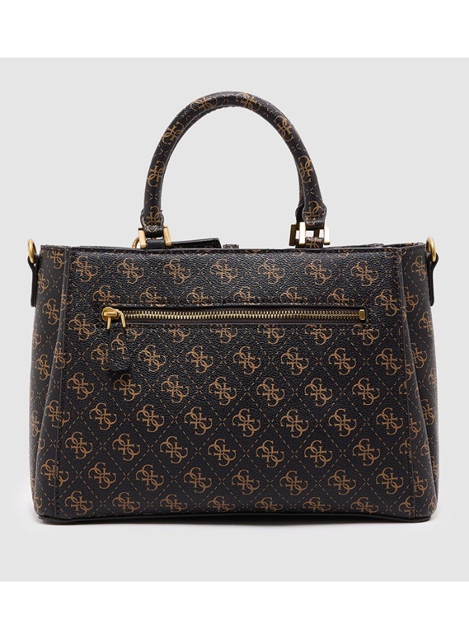 Guess James print satchel bag GU24323 COFFEE CORDLA LGO - Image 3