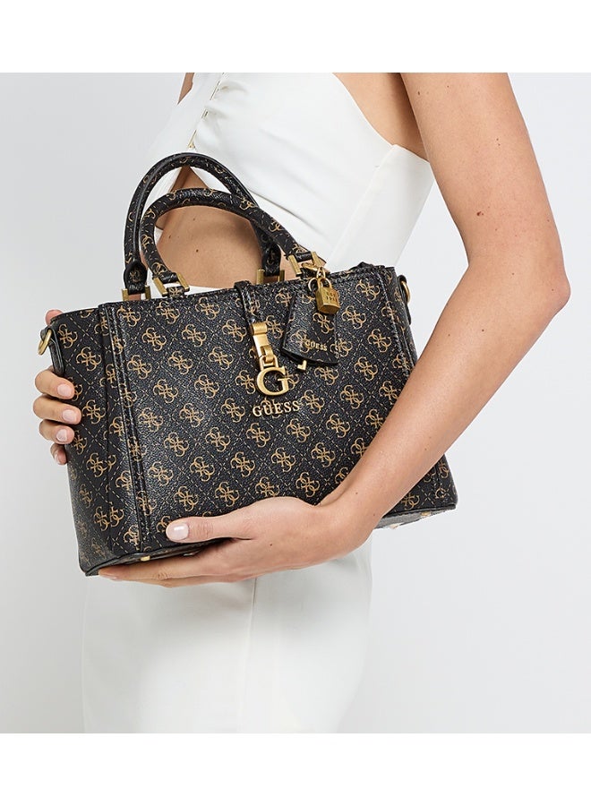 Guess James print satchel bag GU24323 COFFEE CORDLA LGO - Image 2