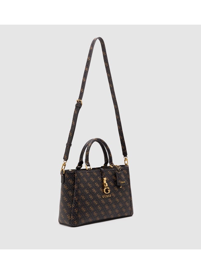 Guess James print satchel bag GU24323 COFFEE CORDLA LGO - Image 4