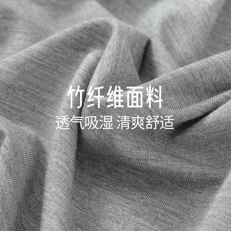 Men's bamboo fiber round neck short sleeve summer solid color breathable cool T-shirt boys sports top cool - Image 4