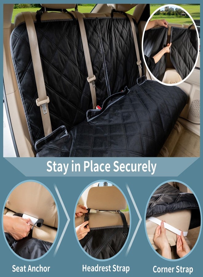 زي كيو غطاء مقعد السيارة ZQ Bench للكلاب، واقي مقعد خلفي مقاوم للماء يبقى في مكانه بأمان للحيوانات الأليفة، غطاء مقعد خلفي للكلاب مناسب للسيارات العادية وسيارات الدفع الرباعي (أسود) - Image 5