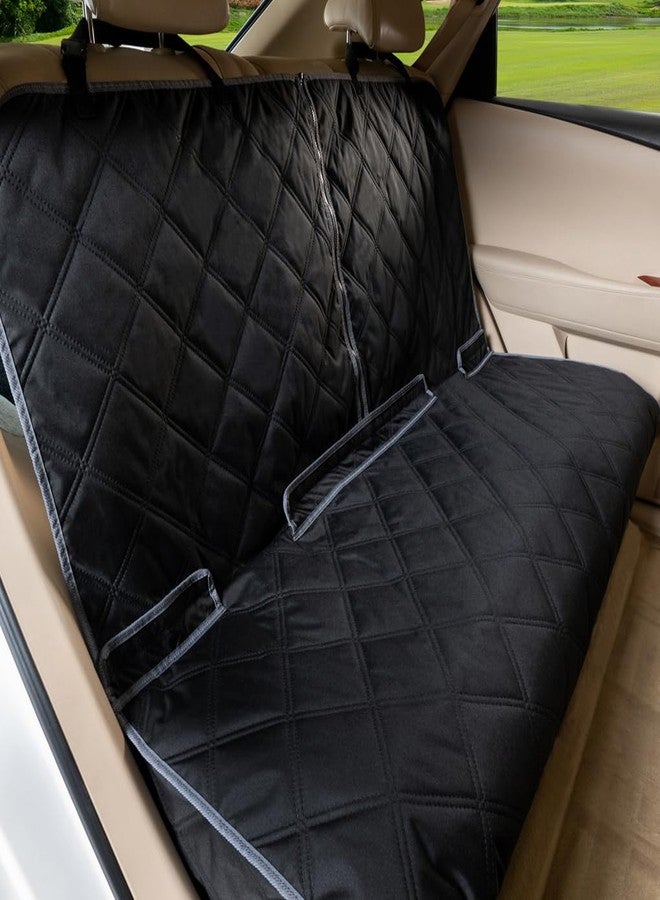 زي كيو غطاء مقعد السيارة ZQ Bench للكلاب، واقي مقعد خلفي مقاوم للماء يبقى في مكانه بأمان للحيوانات الأليفة، غطاء مقعد خلفي للكلاب مناسب للسيارات العادية وسيارات الدفع الرباعي (أسود) - Image 1