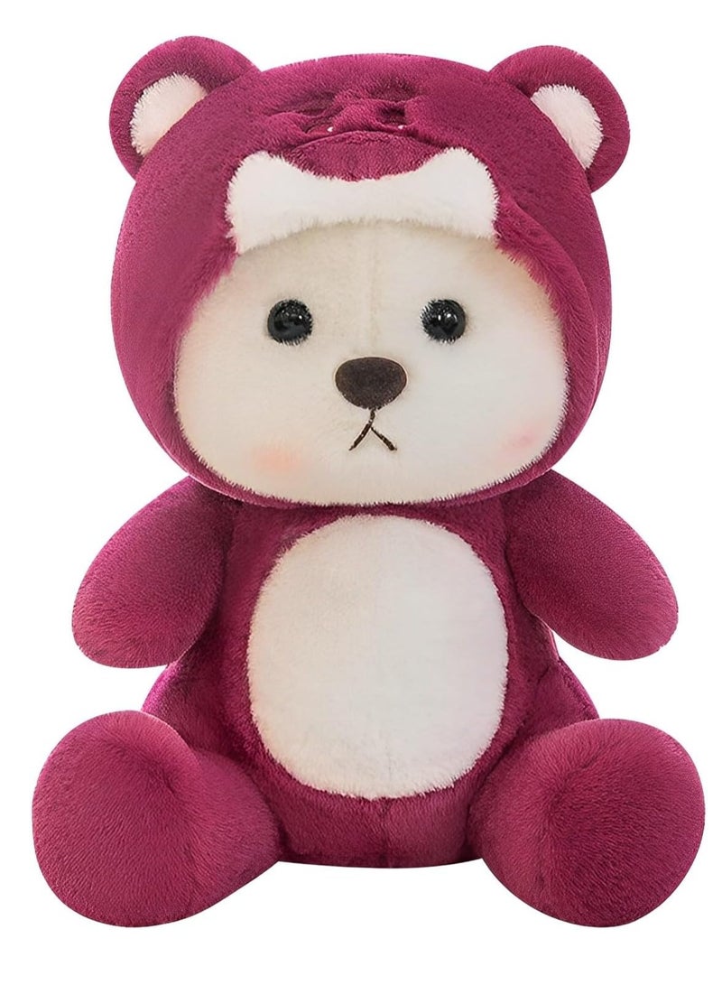 Gerenic Strawberry Bear Stuffed Animals with Removable Hat, Pink Teddy Bear Plush Toy, Stuffed Toy for Bed, Sofa  - Image 1