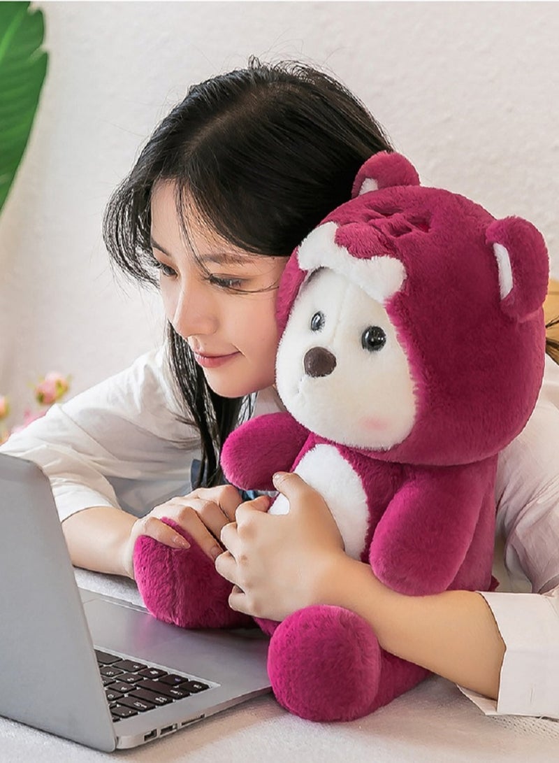 Gerenic Strawberry Bear Stuffed Animals with Removable Hat, Pink Teddy Bear Plush Toy, Stuffed Toy for Bed, Sofa  - Image 4
