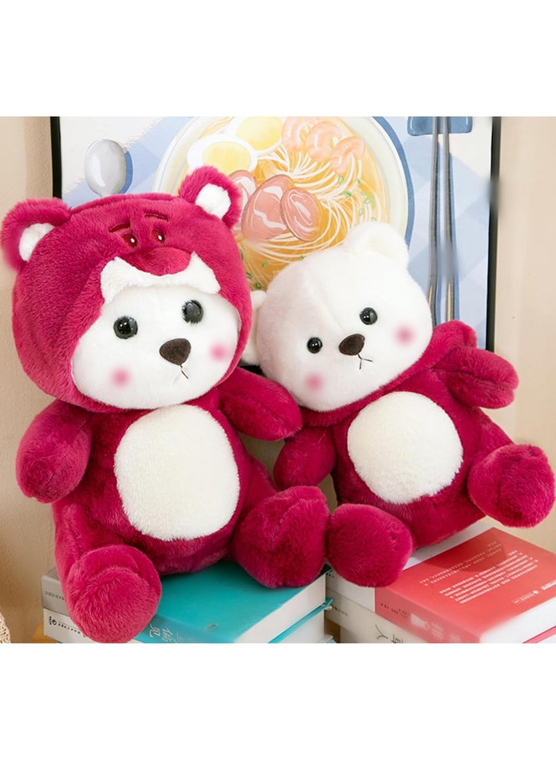 Gerenic Strawberry Bear Stuffed Animals with Removable Hat, Pink Teddy Bear Plush Toy, Stuffed Toy for Bed, Sofa  - Image 2