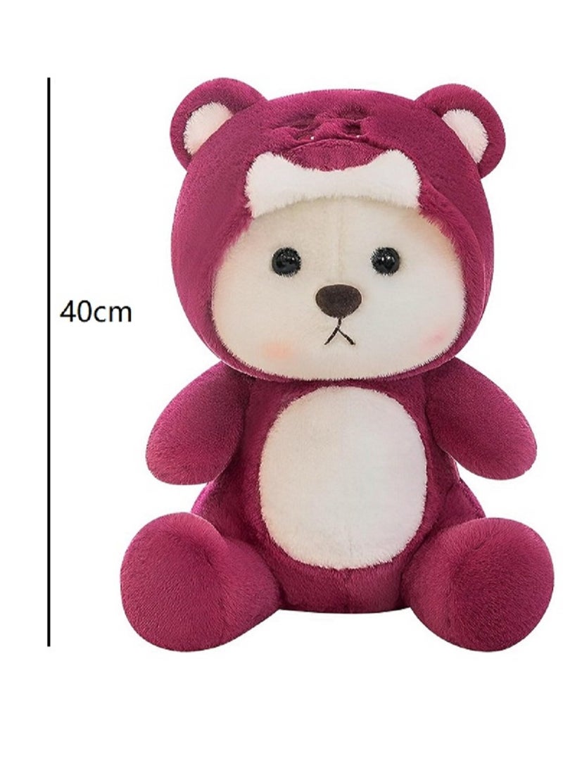 Gerenic Strawberry Bear Stuffed Animals with Removable Hat, Pink Teddy Bear Plush Toy, Stuffed Toy for Bed, Sofa  - Image 3
