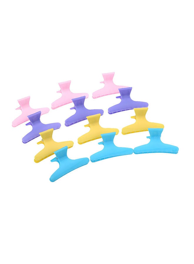 NIBEMINENT 12-Piece Plastic Fashion Butterfly Hair Claw Section Clip Multicolour One Size - Image 1