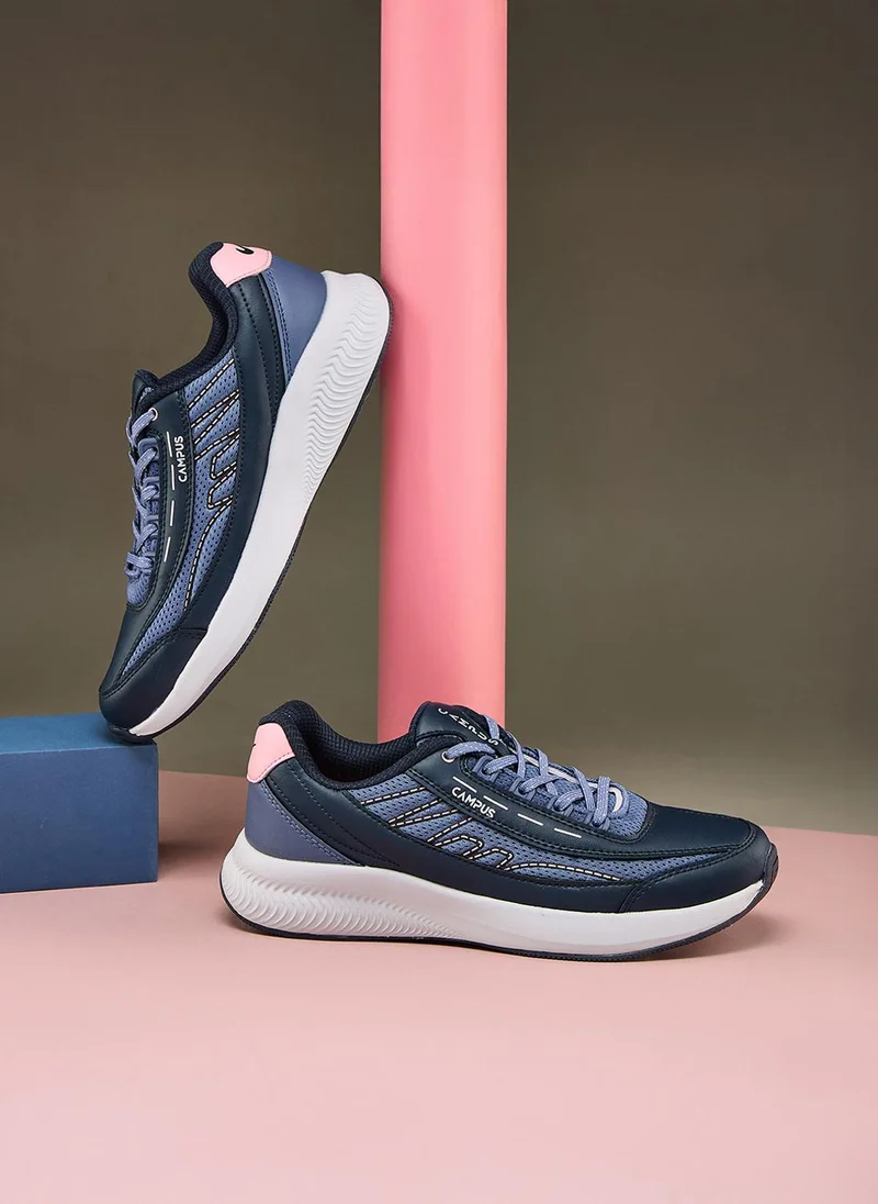 Campus Women Flair Memory Foam Lace-Up Running Shoes-Navy