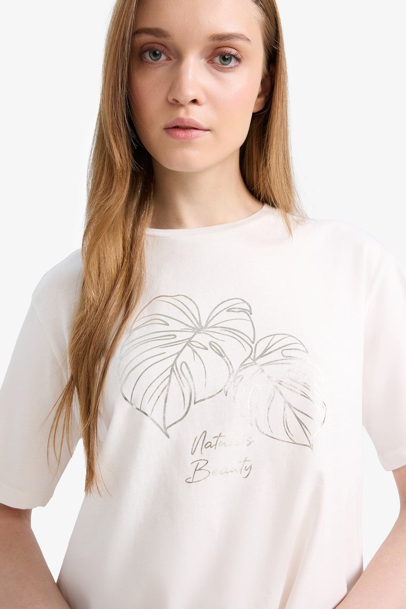 DeFacto Woman Regular Fit Crew Neck Floral Short Sleeve Tunic  - Image 2