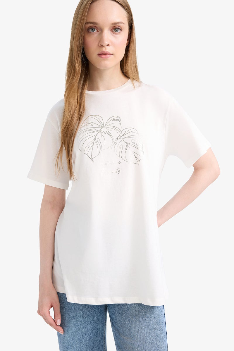 DeFacto Woman Regular Fit Crew Neck Floral Short Sleeve Tunic  - Image 4