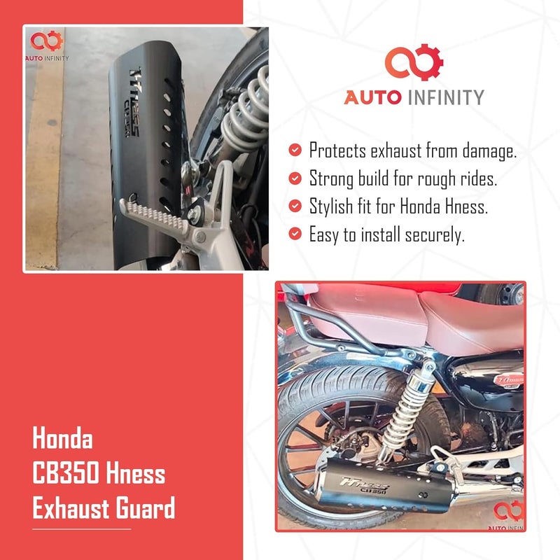 Auto Infinity Exhaust Guard Compatible with Honda CB350-H’Ness (Black, Pack of 1) - Image 5