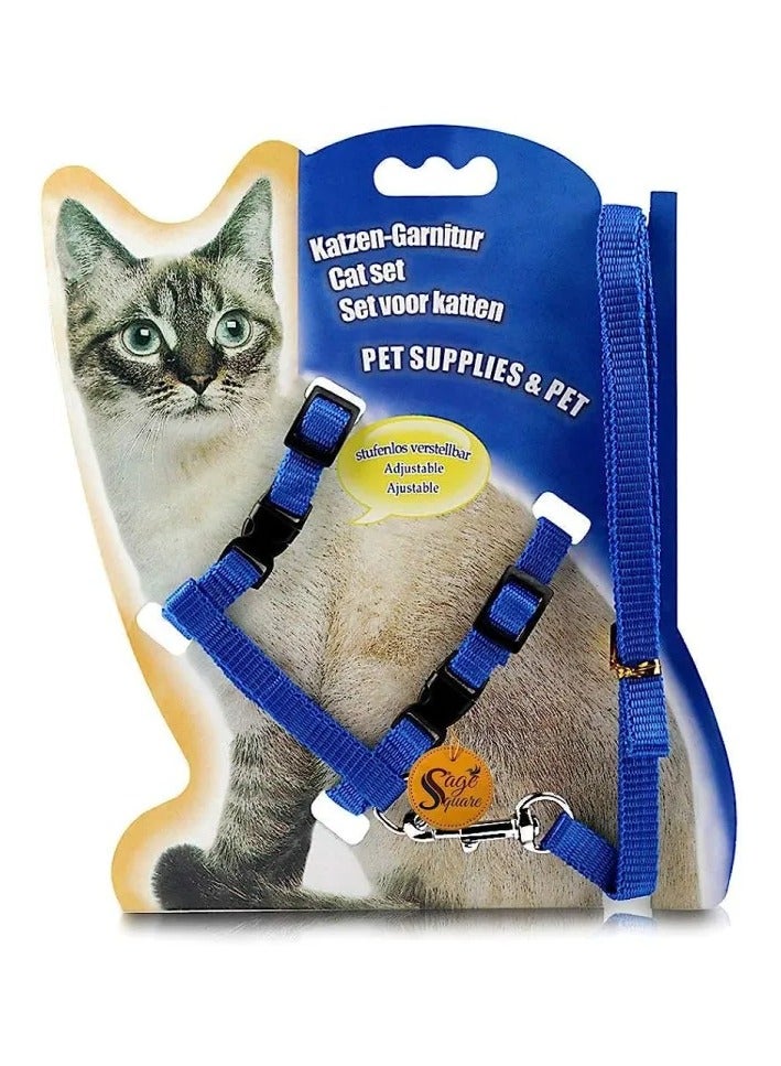 Rubik Nylon Pet Cat Kitten Adjustable Harness Lead Leash Collar Belt Safety Rope - Image 2