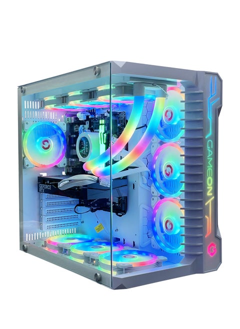 كمبيوتر ألعاب بمعالج Intel Core i5-12400F، ولوحة أم H610M-E D4، وذاكرة وصول عشوائي DDR4 سعة 16 جيجابايت RGB، و1 تيرابايت M.2 SSD، وبطاقة رسومات NVIDIA GeForce RTX 3060، ومبرد مياه 360 درجة، وحقيبة 7 مراوح باللون الأبيض مع نظام التشغيل Windows 11 Pro