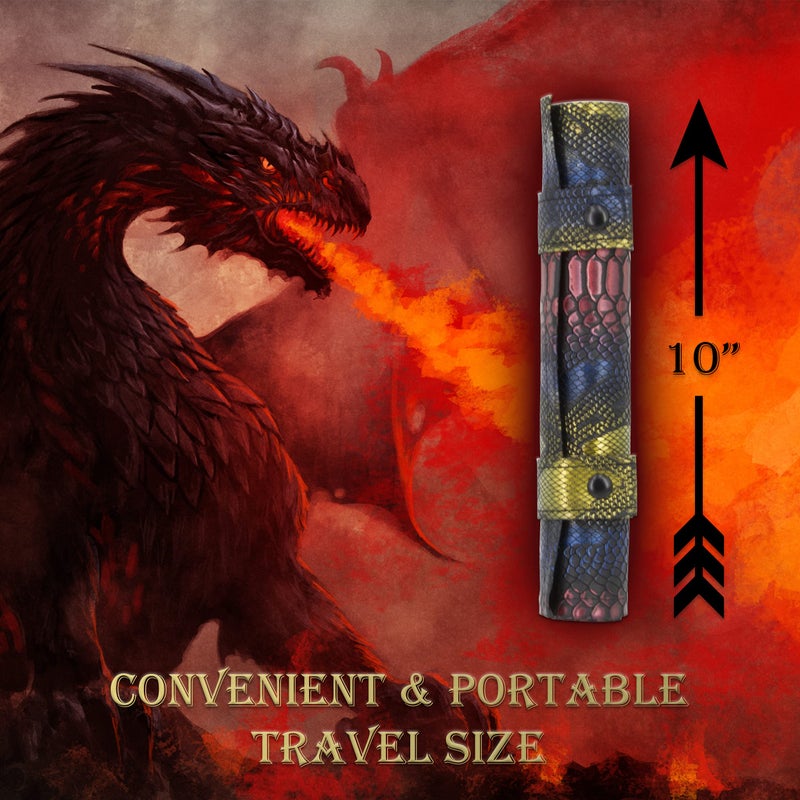 CASEMATIX Dice Rolling Tray and Dice Mat with 7 Included Roleplaying Dice Compatible with DND and Other Games - Scroll Rolling Tray and Travel Dice Holder for Storing up to 14 Game Dice - Image 4