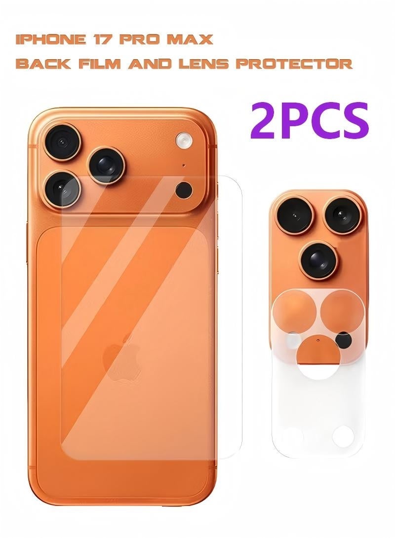 For iPhone 17 Pro Max 2025 Back Screen Protector Film, lens protective film Transparency Hydrogel Film Not Glass - 2 Pcs - Image 1