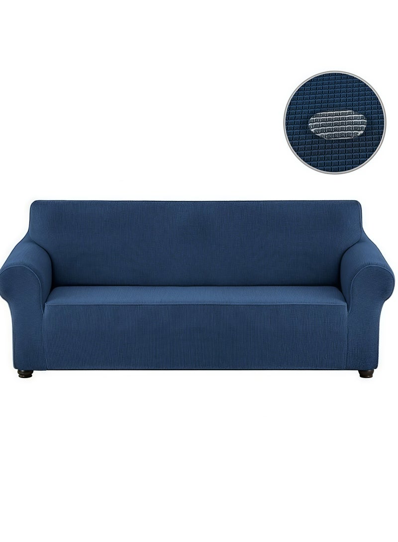 Peachjoy Stretch Loveseat Sofa Slipcover 1 Piece Couch Sofa Cover Furniture Protector 3 Seater Sofa with Elastic Bottom Blue - Image 1