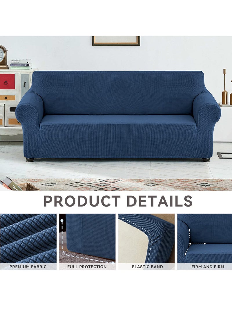 Peachjoy Stretch Loveseat Sofa Slipcover 1 Piece Couch Sofa Cover Furniture Protector 3 Seater Sofa with Elastic Bottom Blue - Image 4