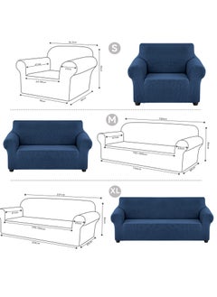 Peachjoy Stretch Loveseat Sofa Slipcover 1 Piece Couch Sofa Cover Furniture Protector 3 Seater Sofa with Elastic Bottom Blue  - Image 5
