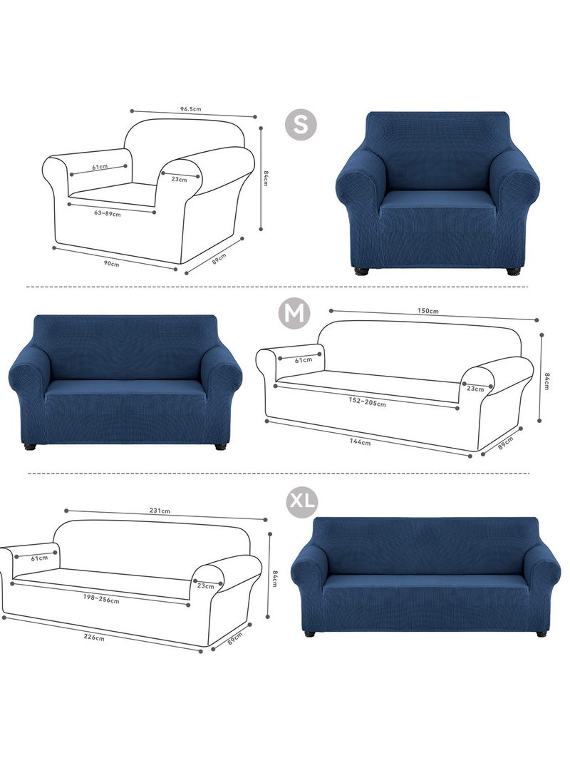 Peachjoy Stretch Loveseat Sofa Slipcover 1 Piece Couch Sofa Cover Furniture Protector 3 Seater Sofa with Elastic Bottom Blue - Image 5