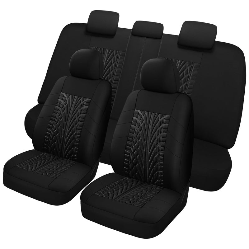 Pariitadin Car Seat Covers Full Set Washable and Breathable Premium Cloth Automotive Vehicle Seat Cover for Car Interior Universal Fit for Most Cars Sedan Truck SUVBlack