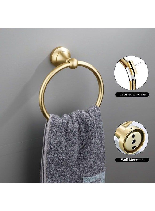 Gold Toilet Paper Holder, Brushed Gold Towel Ring, Hand Towel Holder Toilet Paper Roll Holder Wall Mount Bathroom Accessories, Modern Bathroom Hardware 2 Set - Image 2