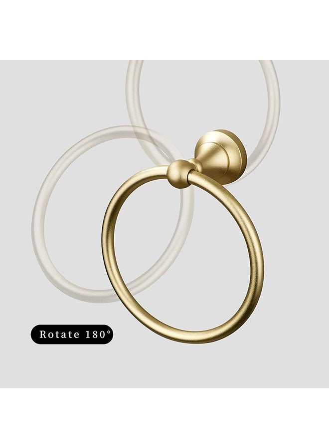 Gold Toilet Paper Holder, Brushed Gold Towel Ring, Hand Towel Holder Toilet Paper Roll Holder Wall Mount Bathroom Accessories, Modern Bathroom Hardware 2 Set - Image 3