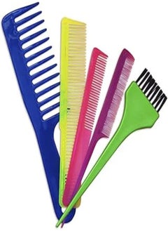 Kit of Combs for All Hair Types Women and Men + Brush for Dye Application, Rat Tail Comb, Axe Comb, Graduated Comb and Cutting Comb.
