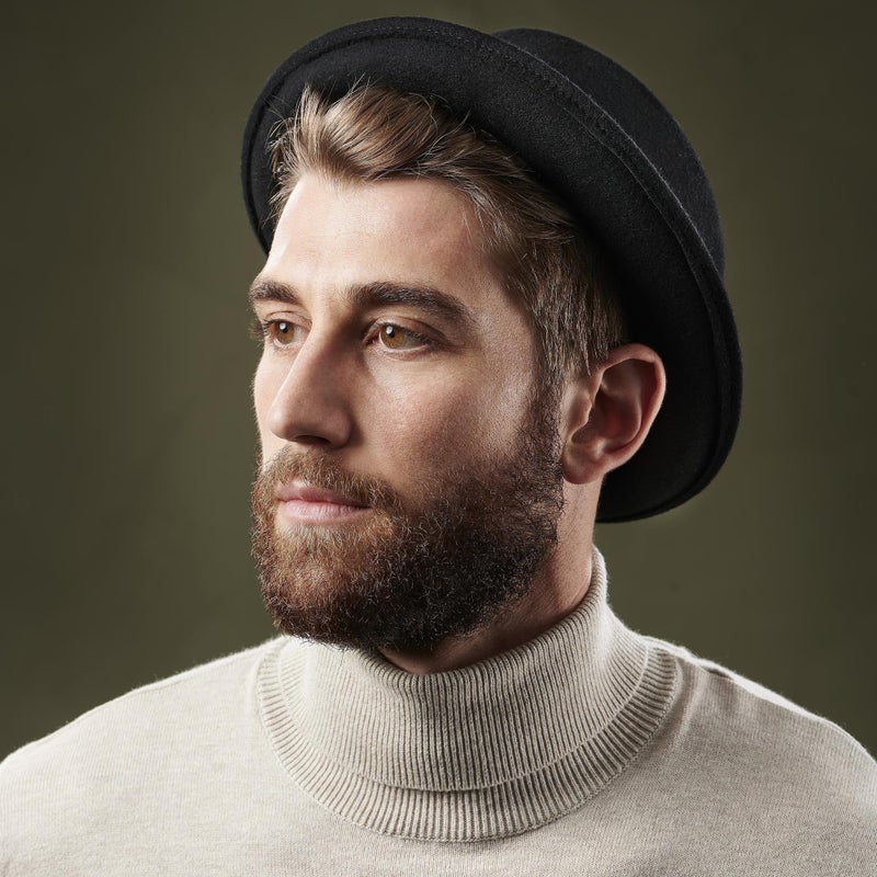 CXQRR Mens-Pork-Pie-Hat Flat-Top-Bowler-Hat Wool-Fedora-Hat for Women - Image 4