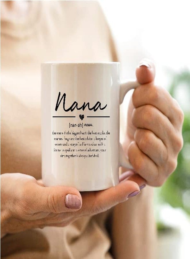 QASHWEY Nana Definition Coffee Mugs, Grandma Mother's Birthday Gifts for Granddaughter, Grandson - Double Side Printed Ceramic Mug Cup 11 Ounce - Image 3