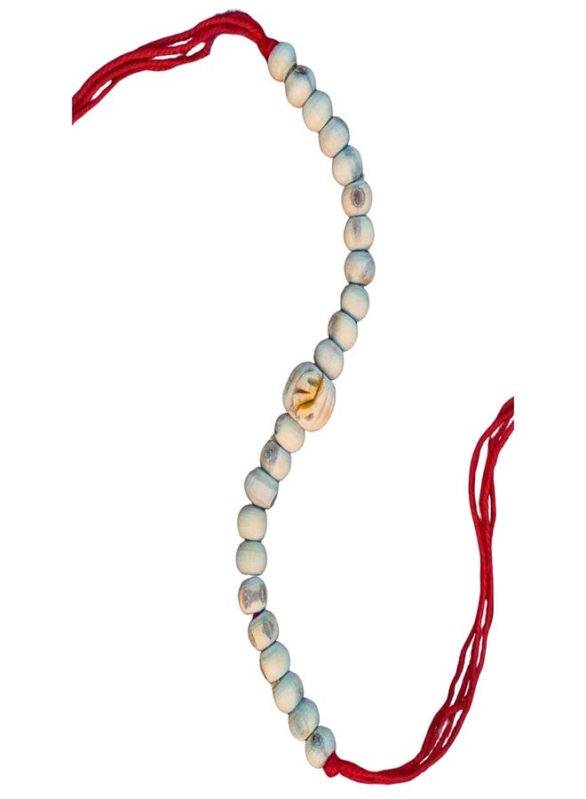 Devine Vrindavan Unisex-Adult Original Tulsi Made With Radha Bead In Between Rakhi With Smooth Carving (1) - Image 1