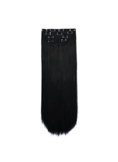 REECHO 16" Straight Short 4 PCS Set Thick Clip in on Hair Extensions Natural Black  - Image 1
