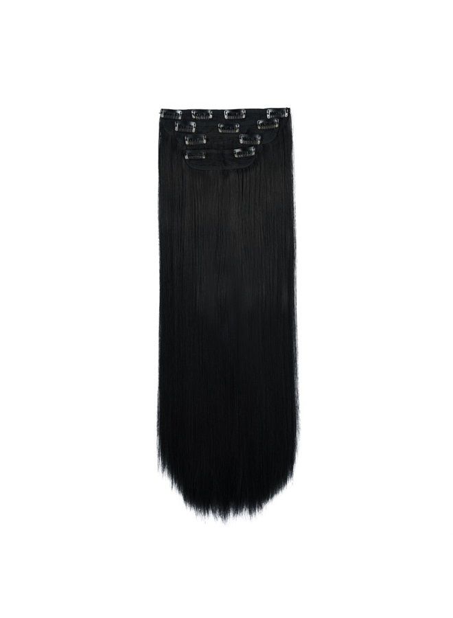 REECHO 16" Straight Short 4 PCS Set Thick Clip in on Hair Extensions Natural Black - Image 1
