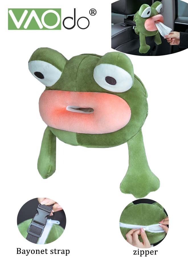 فاو دو الكرتون حامل ورق التواليت السيارات تعليق أفخم السيارات الديكور لطيف الضفدع على شكل ورقة ناعمة مناسبة للسوق مقعد مسند الظهر منشفة ورقية مربع على معظم المناديل الورقية - Image 2