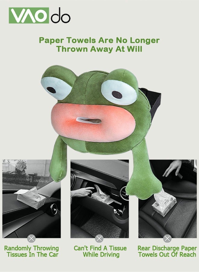 فاو دو الكرتون حامل ورق التواليت السيارات تعليق أفخم السيارات الديكور لطيف الضفدع على شكل ورقة ناعمة مناسبة للسوق مقعد مسند الظهر منشفة ورقية مربع على معظم المناديل الورقية - Image 3