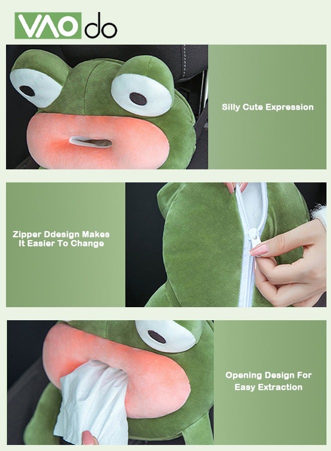 فاو دو الكرتون حامل ورق التواليت السيارات تعليق أفخم السيارات الديكور لطيف الضفدع على شكل ورقة ناعمة مناسبة للسوق مقعد مسند الظهر منشفة ورقية مربع على معظم المناديل الورقية - Image 4