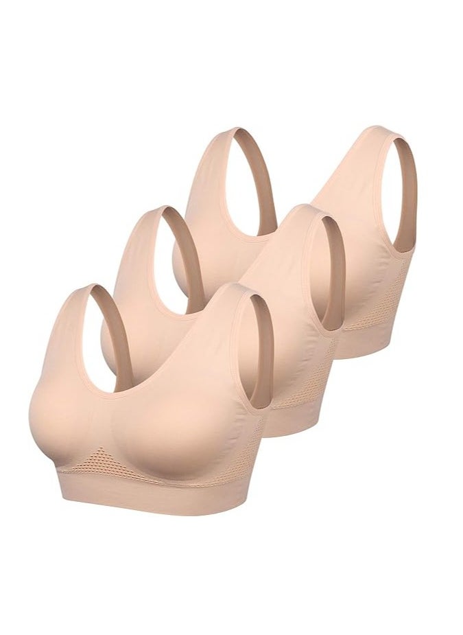كوينج Women Sports Bra Comfortable Sleep Bras No Underwire Seamless Workout Yoga Bra of 3 Pack - Image 1