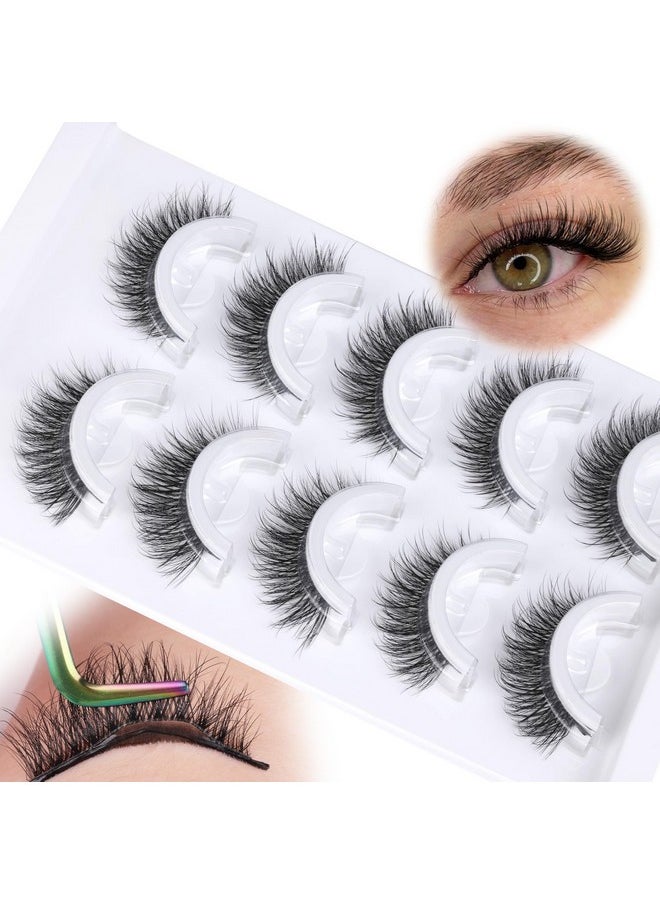 Zegaine - Self Adhesive Lashes Cat Eye Lashes Wispy Self Adhesive Eyelashes No Glue Needed D Curl Reusable Fluffy Strip Lashes Without Eyeliner Cat Eye False Eyelashes Natural Look 5 Pairs By Zegaine - Image 1