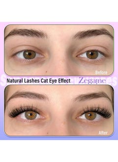 Zegaine Self Adhesive Lashes Cat Eye Lashes Wispy Self Adhesive Eyelashes No Glue Needed D Curl Reusable Fluffy Strip Lashes Without Eyeliner Cat Eye False Eyelashes Natural Look 5 Pairs By Zegaine  - Image 2