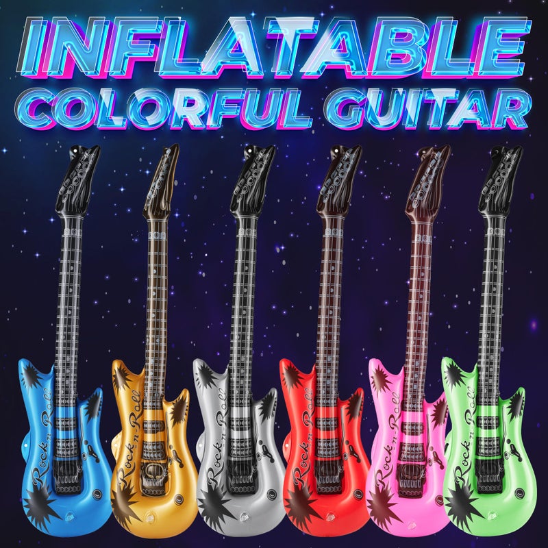 Bedwina Inflatable Guitars For Kids - (Pack Of 12) 36-Inch Neon Blow Up Guitar Instruments  Party Favors  Giveaways  Dj-Props  Photo-Booth  Birthdays  Rock Star  Rock And Roll Party Decorations - Image 5